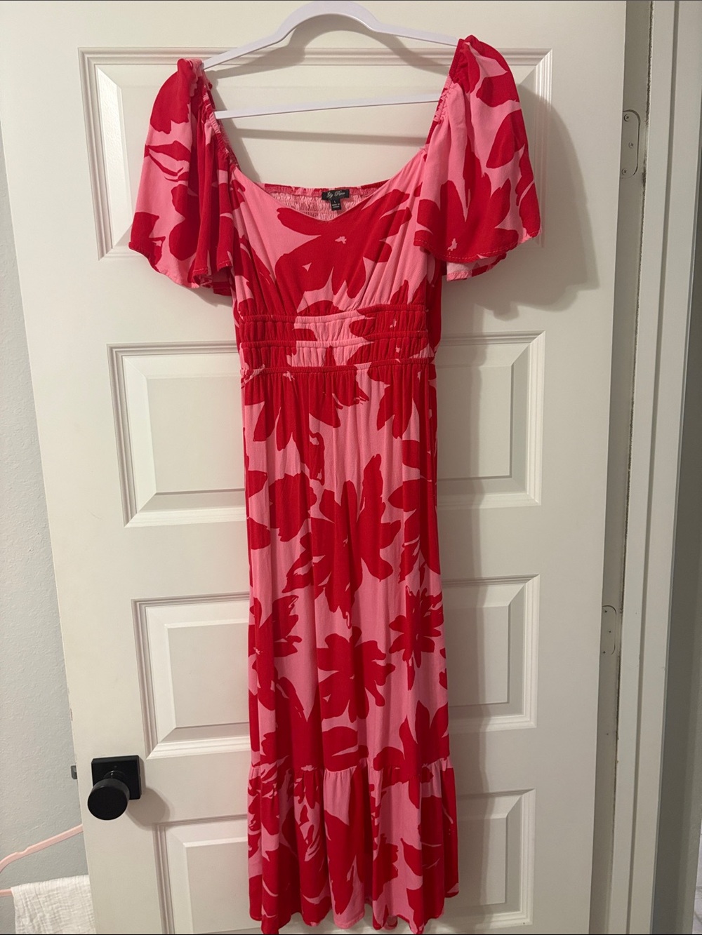 Lily Rose Pink and Red Floral Midi Dress